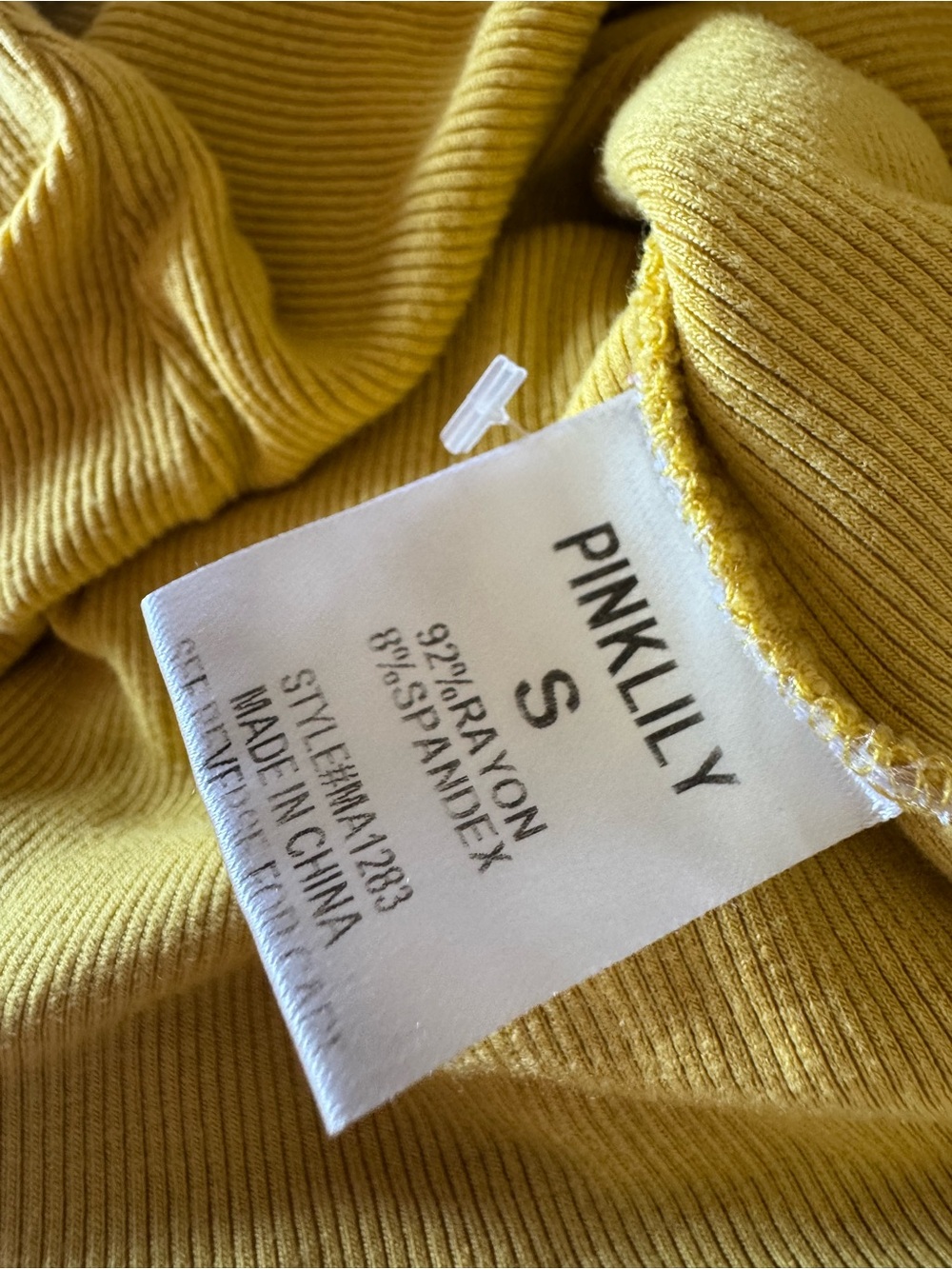Pink Lily Yellow Ribbed Henley Top - Picture 5 of 5
